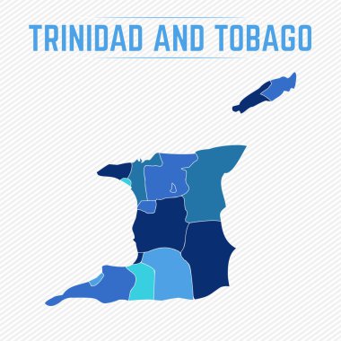 Trinidad ve Tobago Eyaletlerle Ayrıntılı Harita