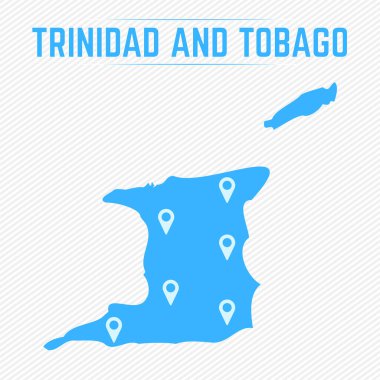 Trinidad ve Tobago Harita Simgeleriyle Basit Harita