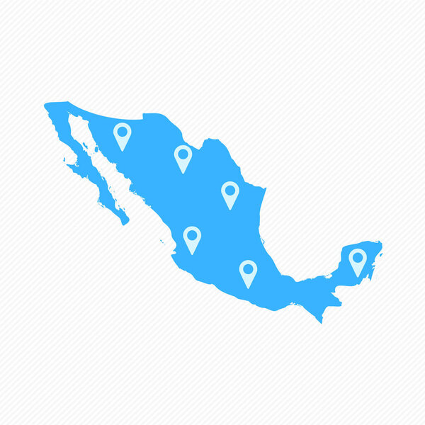 Mexico Map With Map Icons
