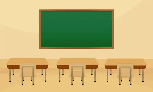 Chalkboard ve Masalarla Okul Sınıfı İllüstrasyonu