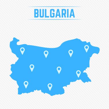 Bulgaristan Harita Simgeleriyle Basit Harita