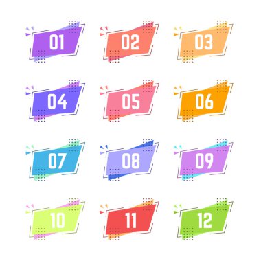 Renkli Geometrik Dikdörtgen Mermi Noktaları 1 'den 12' ye