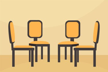 Düz Renkli Dört Sandalye Çizimi