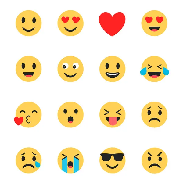 Emoji Simgeleri Düz Tasarımı Ayarladı