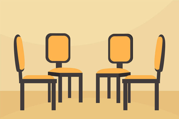 Flat Colorful four Chairs Illustration