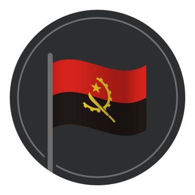 Soyut Angola Bayrağı Çemberdeki Düz Simgesi Beyaz Arkaplanda İzole Edildi