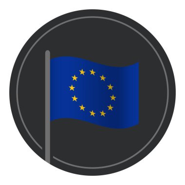 Soyut Avrupa Birliği Bayrağı Çemberdeki Düz Simgesi Beyaz Arkaplanda İzole Edildi