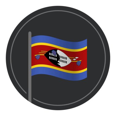 Soyut Eswatini Bayrak Dairesindeki Düz Simge Beyaz Arkaplanda İzole Edildi