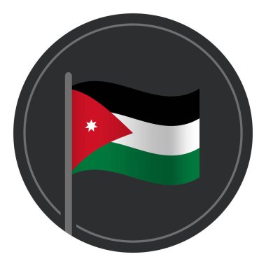 Soyut Jordan Flag Dairesindeki Düz Simge Beyaz Arkaplanda İzole Edildi