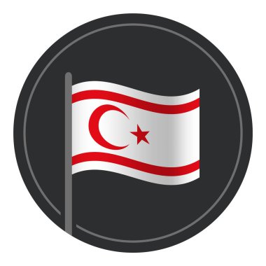 Kuzey Kıbrıs Bayrağının Çemberdeki Düz Simgesi Beyaz Arkaplanda İzole Edildi