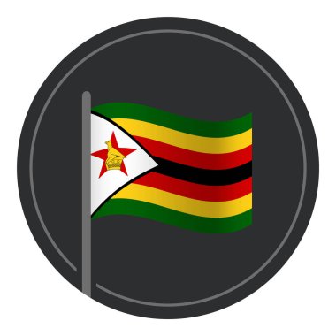 Soyut Zimbabwe Bayrak Dairesindeki Düz Simge Beyaz Arkaplanda İzole Edildi