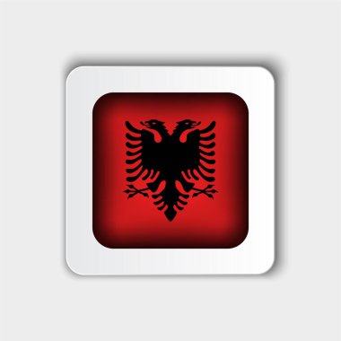 Arnavutluk Bayrak Düğmesi Düz Tasarımı