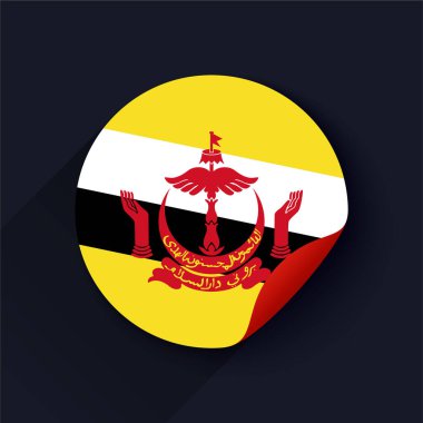 Brunei Bayrak Etiketi Vektör İllüstrasyonu