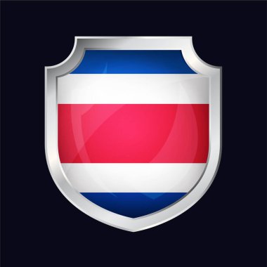 Costa Rica Silver Shield Flag Icon clipart