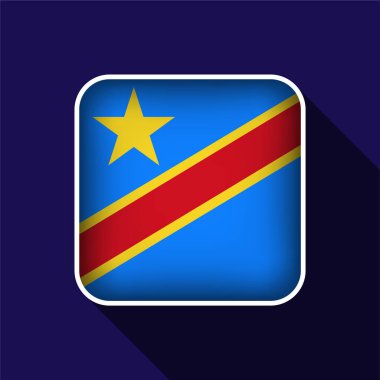 Kongo Demokratik Cumhuriyeti Bayrak Arkaplan Vektör İllüstrasyonu
