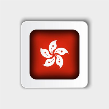Hong Kong Bayrak Düğmesi Düz Tasarımı