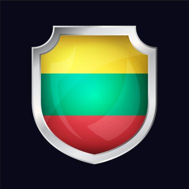 Lithuania Silver Shield Flag Icon clipart