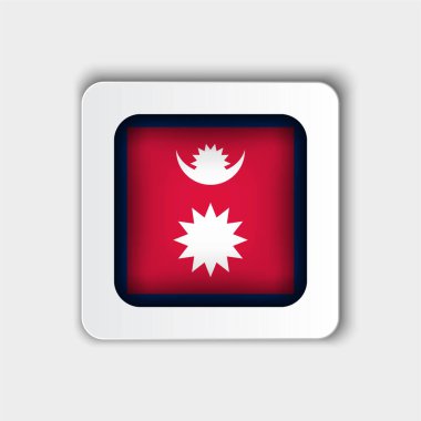 Nepal Bayrak Düğmesi Düz Tasarımı