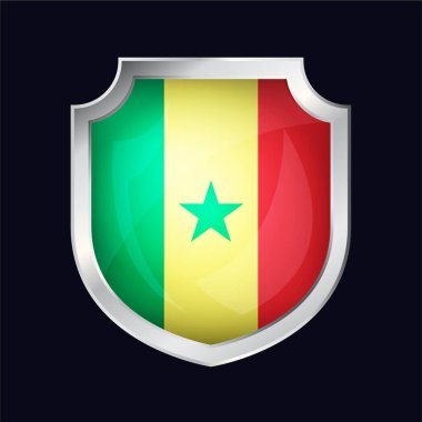 Senegal Silver Shield Flag Icon clipart