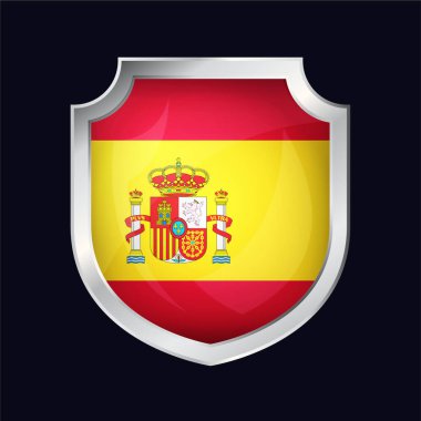 Spain Silver Shield Flag Icon clipart