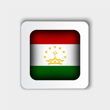 Tacikistan Bayrak Düğmesi Düz Tasarımı