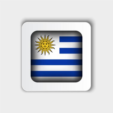 Uruguay Bayrak Düğmesi Düz Tasarımı