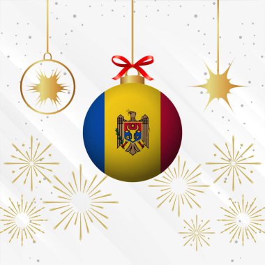 Christmas Ball Ornaments Moldova Flag Celebration