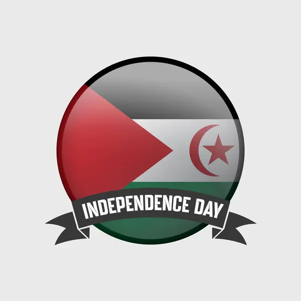 stock vector Western Sahara Round Independence Day Badge