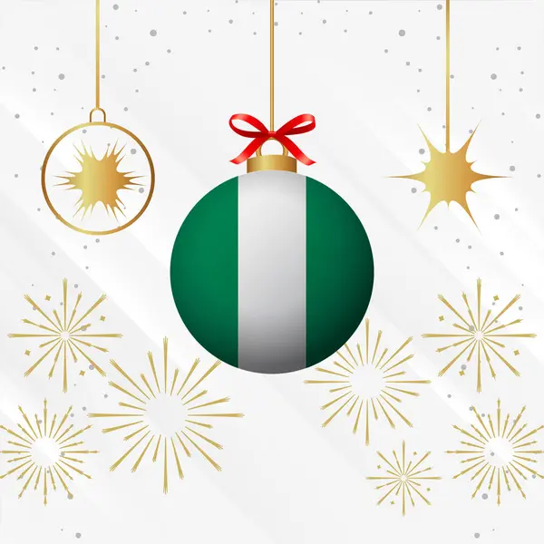 Stock vector Christmas Ball Ornaments Nigeria Flag Celebration