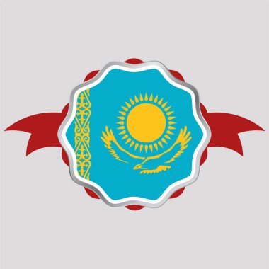 Yaratıcı Kazakistan Bayrak Etiketi Amblemi