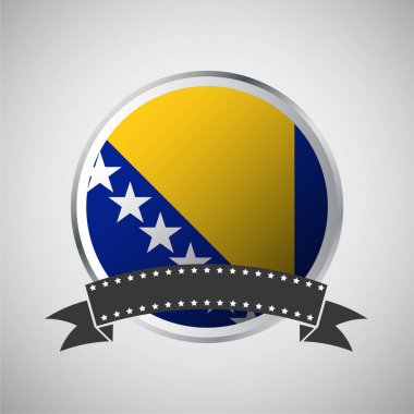 Bosna-Hersek 'e Vector Round Flag Vektör İllüstrasyonu