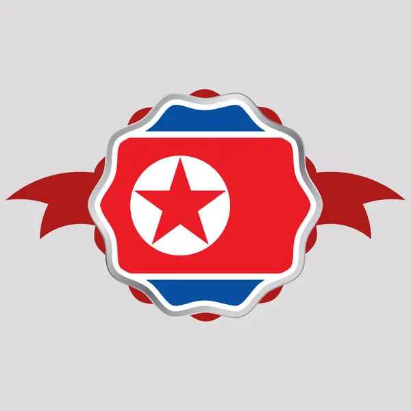 stock vector Creative North Korea Flag Sticker Emblem