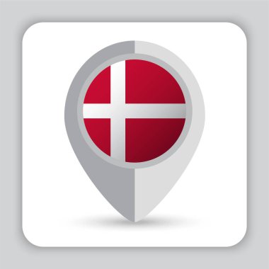 Danimarka Bayrağı Pin Haritası Simgesi