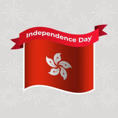 Hong Kong Wavy Flag Independence Day Banner Background clipart