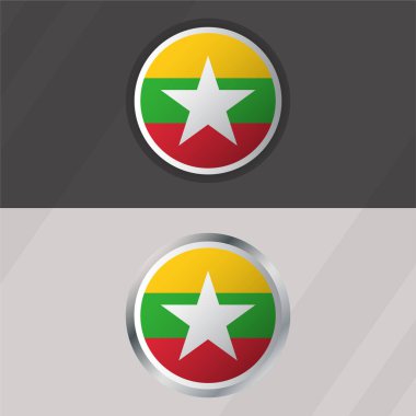 Vektör Myanmar Yuvarlak Bayrak Şablonu