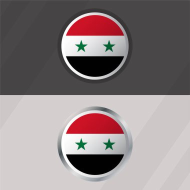 Vektör Suriye Yuvarlak Bayrak Şablonu