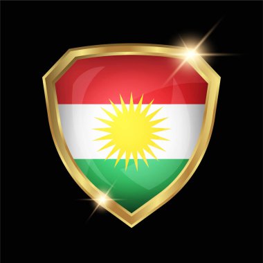 Iraqi Kurdistan Flag Golden Shield Logo clipart