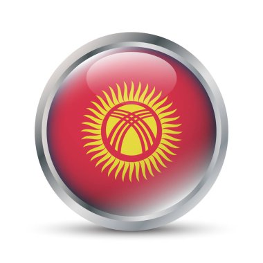 Kırgızistan Bayrağı 3D Rozet İllüstrasyonu. Tarihi bayrak