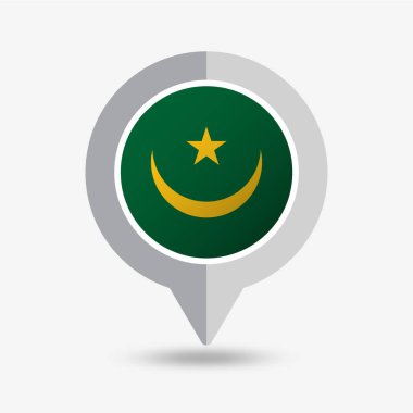 Moritanya Konumu Pin Simgesi Vektör İllüstrasyonu