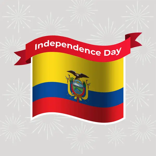 stock vector Ecuador Wavy Flag Independence Day Banner Background