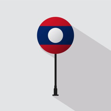 Laos Ulusal Çember İşareti Bayrak Vektörü İllüstrasyonu