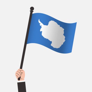 El ele tutuşan Antarktika Dalgalanan Bayrak
