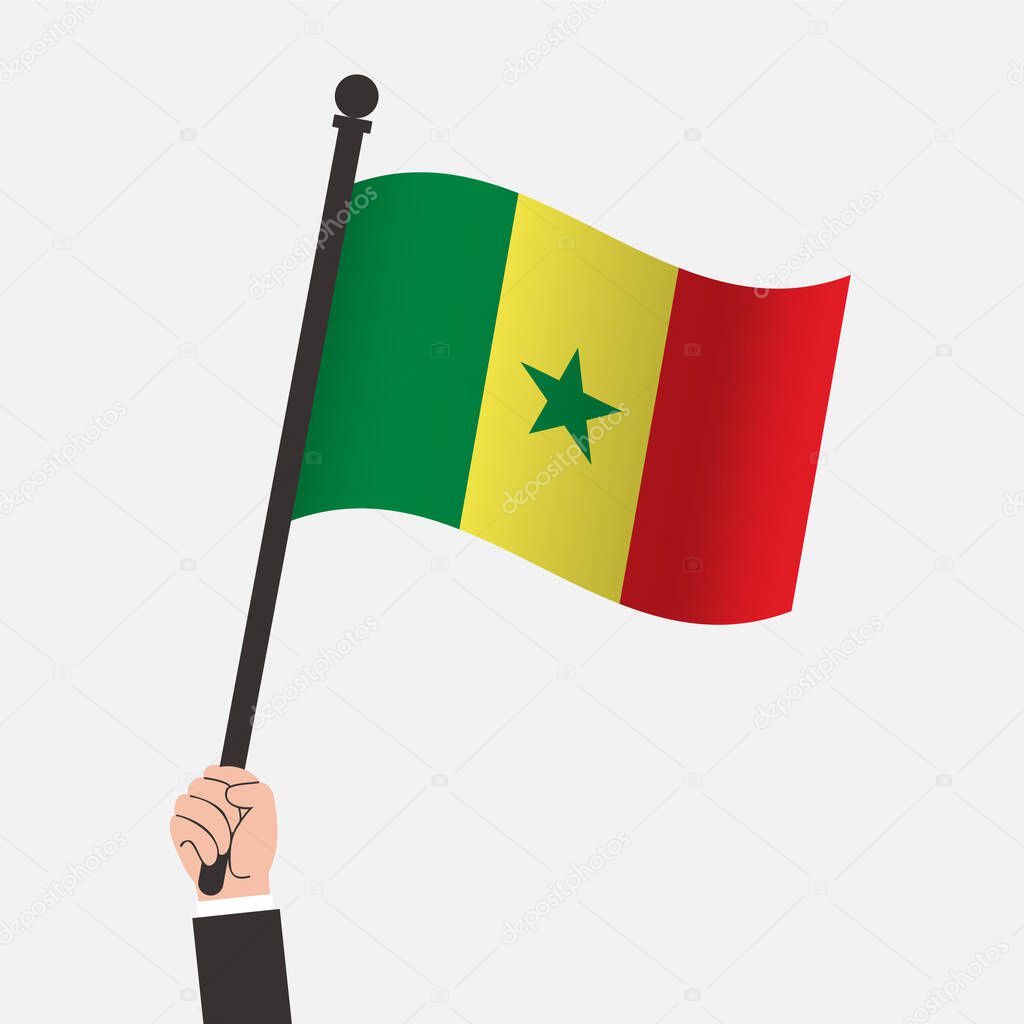 Hand Holding Senegal Waving Flag