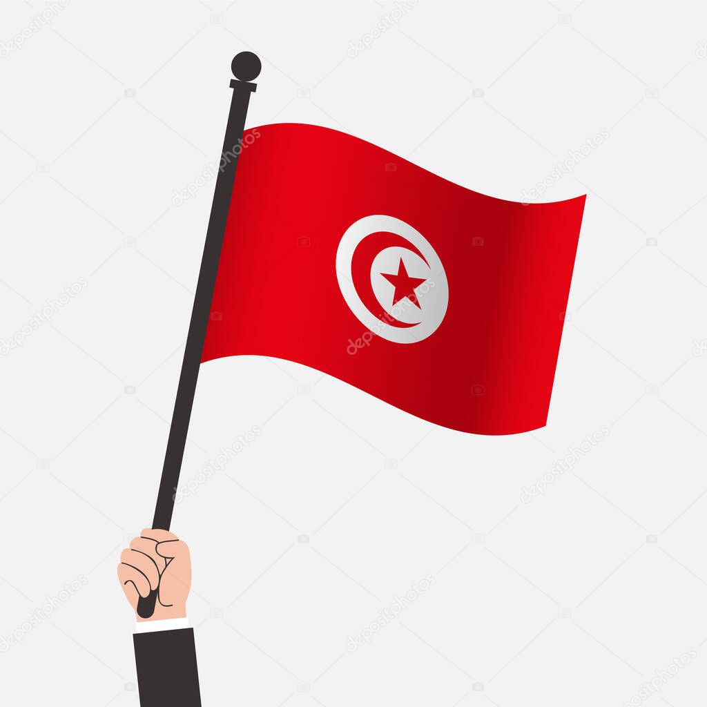 Hand Holding Tunisia Waving Flag