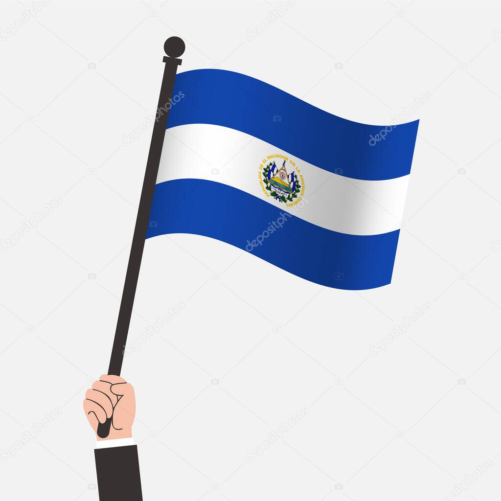 Hand Holding El Salvador Waving Flag