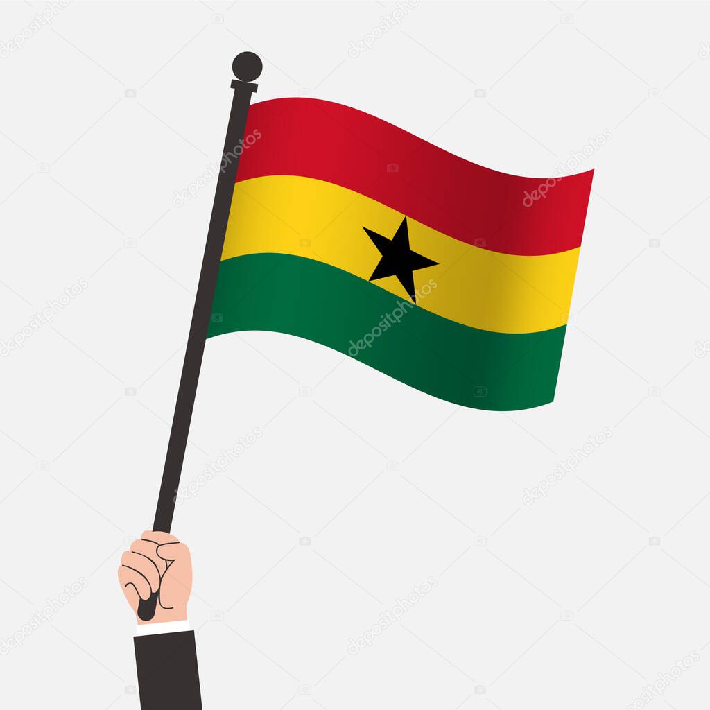 Hand Holding Ghana Waving Flag