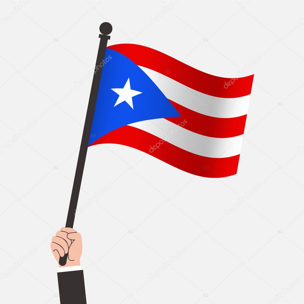Hand Holding Puerto Rico Waving Flag