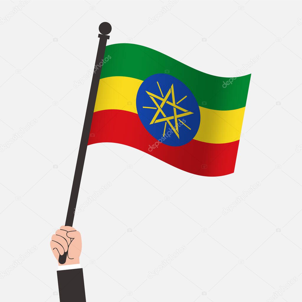 Hand Holding Ethiopia Waving Flag