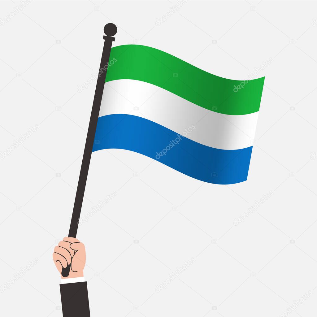 Hand Holding Sierra Leone Waving Flag