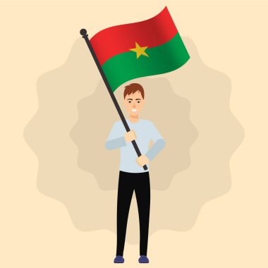 Happy Man Holding Burkina Faso Flag
